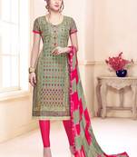 Green embroidered cotton salwar
