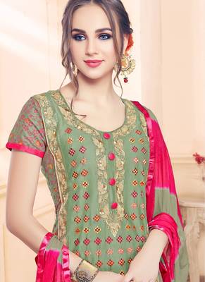 Green embroidered cotton salwar 2