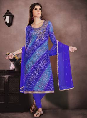 Blue embroidered cotton salwar 1