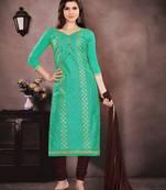 Green embroidered cotton salwar