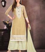 Beige embroidered cotton salwar