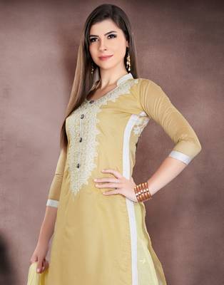 Beige embroidered cotton salwar 2