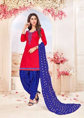 Red embroidered cotton salwar 1