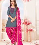 Grey embroidered cotton salwar
