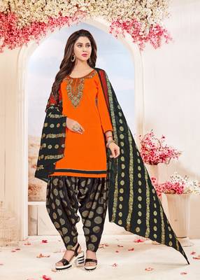 Orange embroidered cotton salwar 1