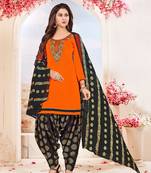 Orange embroidered cotton salwar