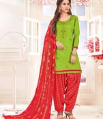 Green embroidered cotton salwar