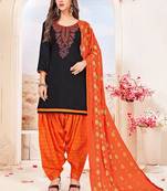 Black embroidered cotton salwar