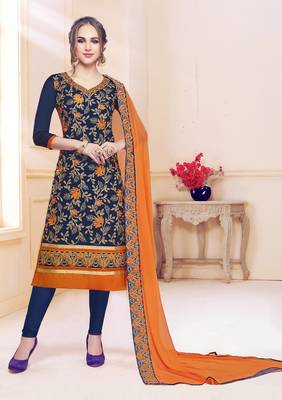 Blue embroidered cotton salwar 2