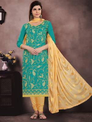 Green embroidered cotton salwar 2