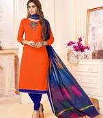 Orange embroidered cotton salwar