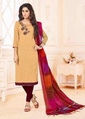 Beige embroidered cotton salwar 1