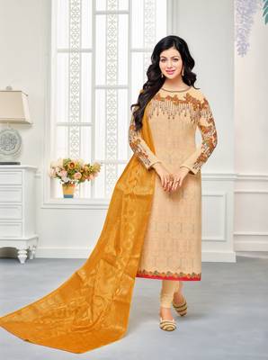 Cream embroidered georgette salwar 1