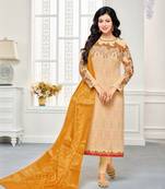 Cream embroidered georgette salwar