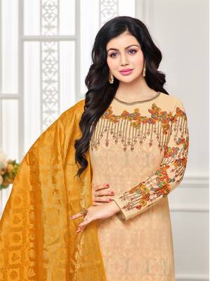 Cream embroidered georgette salwar 2