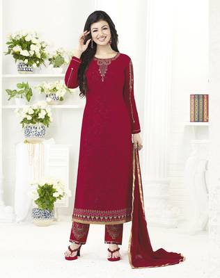 Red embroidered santoon salwar 1