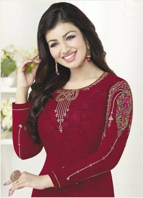 Red embroidered santoon salwar 2