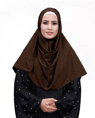 Coffee Color Embossed Chiffon Square Scarf Hijab 1