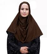 Coffee Color Embossed Chiffon Square Scarf Hijab