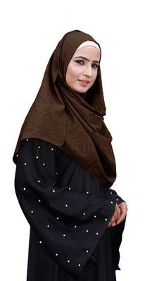 Coffee Color Embossed Chiffon Square Scarf Hijab 3