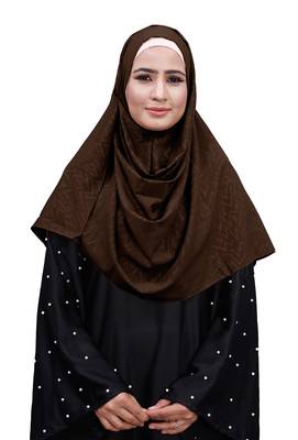 Coffee Color Embossed Chiffon Square Scarf Hijab 4