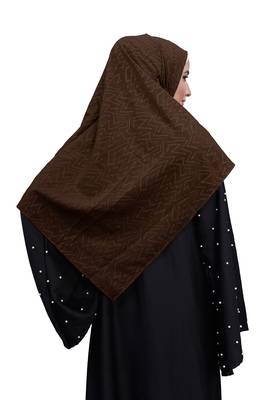 Coffee Color Embossed Chiffon Square Scarf Hijab 5