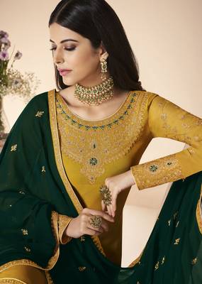Yellow embroidered faux georgette salwar 2