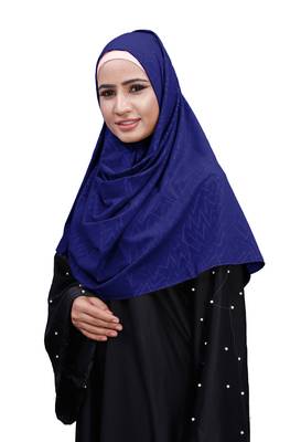 Dark Blue Color Chiffon Embossed Square Scarf Hijab 5