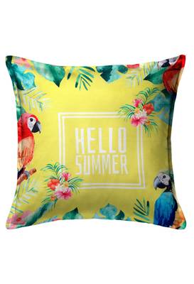 HOUZZCODE Yellow Set of 2 Floral Square Cushion Covers 2