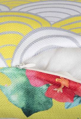HOUZZCODE Yellow Set of 2 Floral Square Cushion Covers 4