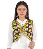 Women's Cotton Blend Kutchi Embroidered Sleeveless Short Ethnic Jacket/Koti