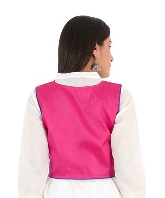 Women's Cotton Blend Kutchi Embroidered Sleeveless Short Ethnic Jacket/Koti 2