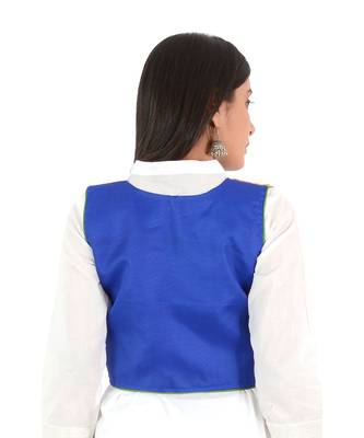 Women's Cotton Blend Kutchi Embroidered Sleeveless Short Ethnic Jacket/Koti 2