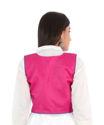 Women's Cotton Blend Kutchi Embroidered Sleeveless Short Ethnic Jacket/Koti 2