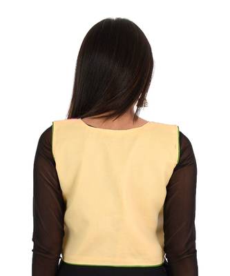 Women's Cotton Blend Kutchi Embroidered Sleeveless Short Ethnic Jacket/Koti 2