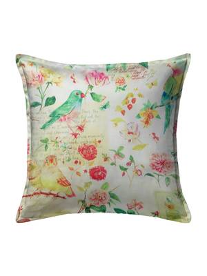 HOUZZCODE Green & Off-White Set of 2 Floral Square Cushion Covers 2