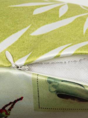 HOUZZCODE Green & Off-White Set of 2 Floral Square Cushion Covers 4