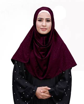 Maroon Color Embossed Chiffon Square Scarf Hijab For Women 1