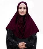 Maroon Color Embossed Chiffon Square Scarf Hijab For Women
