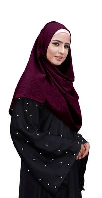 Maroon Color Embossed Chiffon Square Scarf Hijab For Women 2