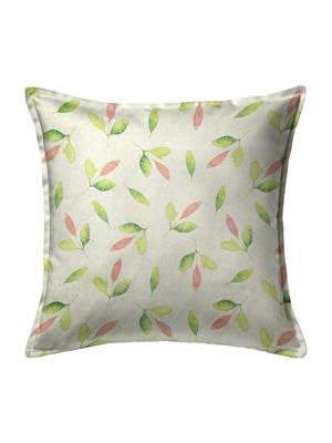 HOUZZCODE Green & Off-White Set of 2 Floral Square Cushion Covers 4
