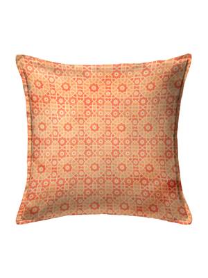 HOUZZCODE Beige & Rust Orange Set of 2 Ethnic Motifs Square Cushion Covers 4