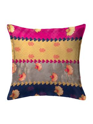 HOUZZCODE Multicoloured Set of Single Floral Square Cushion Covers 4