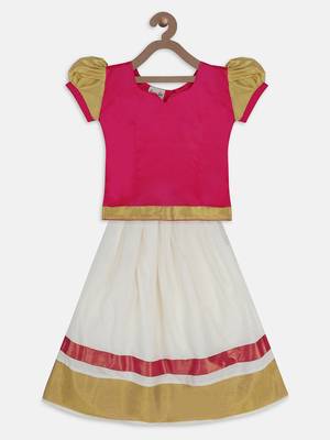 Pink South Indian Pattu Pavadai Sets For Girls 1