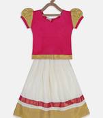 Pink South Indian Pattu Pavadai Sets For Girls