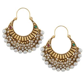 Ethnic Pearl Polki with Red Green Stones Earring By Adiva ansatocoo46mg tds1 1