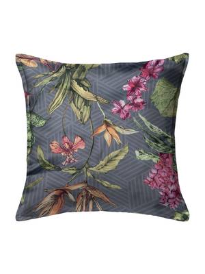 HOUZZCODE Grey & Green Set of Single Floral Square Cushion Covers 3