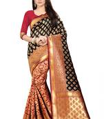 Black woven silk saree with blouse