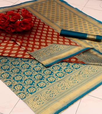 Maroon woven silk saree with blouse 5