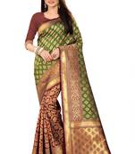 Green woven silk saree with blouse